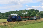 "Velký" parní vlak s lokomotivou U57.001 na své zpáteční cestě před Bohušovem