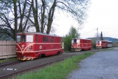 Lokomotivy 705 916, 914 a 913 v Třemešné ve Slezsku 13.5.2005, kdy sloužily jako zátěž při požární zkoušce parní lokomotivy U46.002